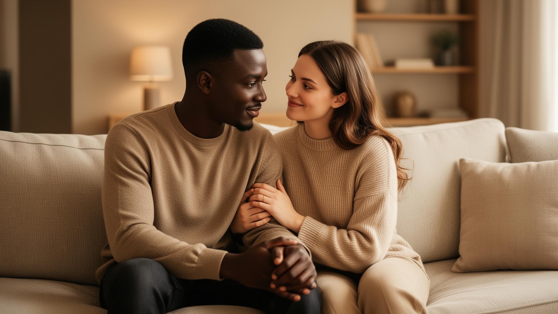 A couple sharing a moment of connection